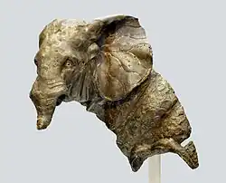 Roman bronze statue of a war elephant, probably the North African elephant.