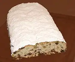 Christmas stollen with raisins