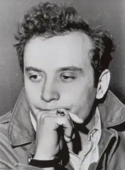 Black and white photo of Frankhouser looking to the side