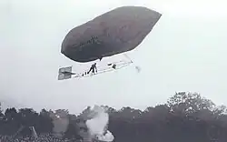 Roy Knabenshue on a dirigible, approximately 1905