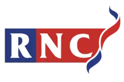 Large text "RNC" on blue and red fields, with a waving ribbon at right