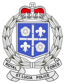 The emblem of the Royal Saint Lucia Police Force featuring the Crown