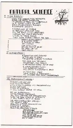 Handwritten lyrics for "Natural Science"