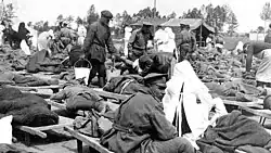 People laid out on stretchers