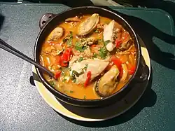 Paila marina is a common seafood soup in Chile and other South American countries.