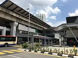 Pasar Seni LRT Station on the left with the entrance to the MRT station on the right.