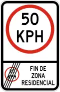 R-2-12 End residential speed limit, begin 50 KPH speed lmit