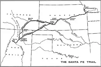 Map of the historic Santa Fe Trail