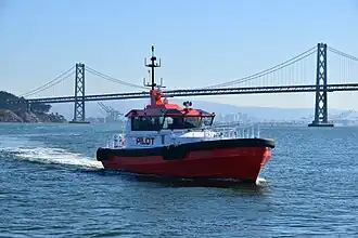 Pilot boat Golden Gate in San Francisco Bay soon after launch