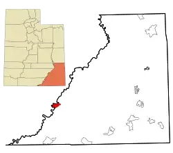 Location in San Juan County and the state of Utah.