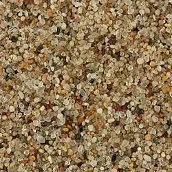 multicolor grains of sand in a centimeter sample