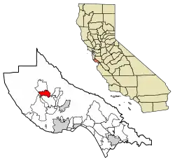 Location of Brookdale in Santa Cruz County, California.