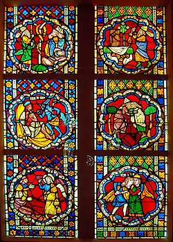 Scenes from the Old Testament, Gothic stained glass window in the Musée de l'Oeuvre N otre-Dame, Strasbourg