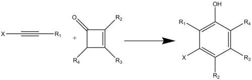 Scheme 1: Danheiser Benzannulation Reaction of an Alkyne and a Cyclobutenone(X= OR, SR, NR2)