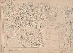 King Otto (?) before Greek ambassadors (pencil drawing, c. 1836-41)