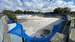 The pit in February 2025 after being drained of water