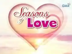 An image of a heart shaped object, over a cream-colored background. The series title is displayed on the center of the image. The logo of GMA Network is displayed on the upper right side of the image.