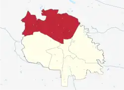 Map of Lviv and its districts with Shevchenkivskyi highlighted in red