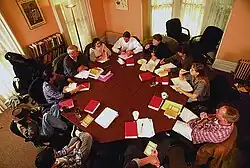 Classes at Shimer College are traditionally held around octagonal tables