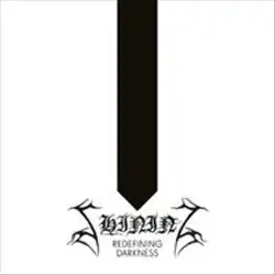 White background with large black rectangular shape in center with bottom edge pointed such that it resembles the end of a nail and pointing to the band's name "SHINING" in a nearly illegible font. Below the logo is the album's name written with the "Redefining" above "Darkness" in a sans-serif font.