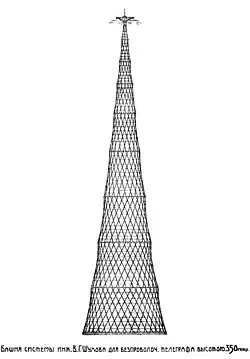 Shukhov Tower Project of 350 metres, 1919