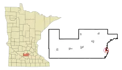 Location of Henderson within Sibley County, Minnesota