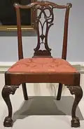 Side chair (c. 1765–75), Dayton Art Institute, Dayton, Ohio. Part of the set made for Levi Hollingsworth.