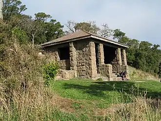 The partially restored ruins of the Sign of the Bellbird gallery