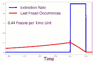 As a result of the Signor-Lipps effect, the last fossil occurrences only approximate the extinction rate. This approximation is better the more fossils per time unit are preserved.