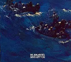An aquatic scene depicting three rubber rafts with people in each, with the band's name and album title written in white letters at the bottom