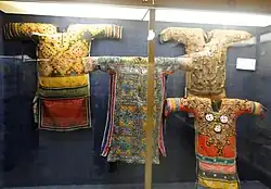 Traditional Sindhi Cholo with heavy embroidered Gaj worn by Sammat group of Sindhi women.