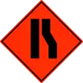 Road narrows on right ahead