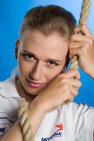 Image 16 Yekaterina Skudina Photograph credit: Platon Shilikov Yekaterina Skudina (born 21 March 1981) is a Russian world champion and Olympic sailor. She was awarded the Roy Yamaguchi Memorial Trophy for winning the world championships in the women's Snipe class in 1998, and the bronze medal at the Yngling open world championships in 2007. At the 2011 World Championships, Skudina finished fourth in the Elliott&nbsp;6m class. In addition, she has competed in three Olympic Games, finishing eighth in the Yngling class in 2004, sixth in the same class in 2008, and fourth in the Elliott&nbsp;6m class in 2012. This photograph of Skudina, taken in 2009, is part of a collection of 500 images of Russian sportspeople released to Wikimedia Commons by Bolshoi Sport. More selected pictures
