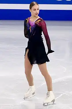 Sofja Stepcenko performs at the 2024 World Championships.