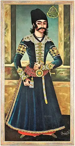 portrait of a young Sayf ol-Dowleh, with moustache and sideburns, circa 1830 and 1835