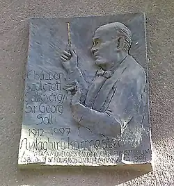 close-up shot of Solti commemorative plaque