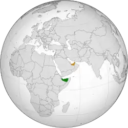 Map indicating locations of Somaliland and United Arab Emirates
