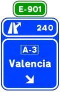 S-355 Sign on the road, on the highway, highway and expressway. Immediate exit to highway or dual carriageway