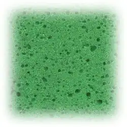 A close-up of a synthetic sponge's openings