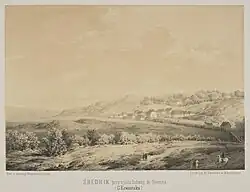 The estate of Średnik, property of the Danilewich family in the first half of 1876. Lithograph from 1876.