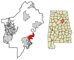 Location of Riverside in St. Clair County, Alabama.
