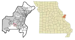 Location of Twin Oaks, Missouri