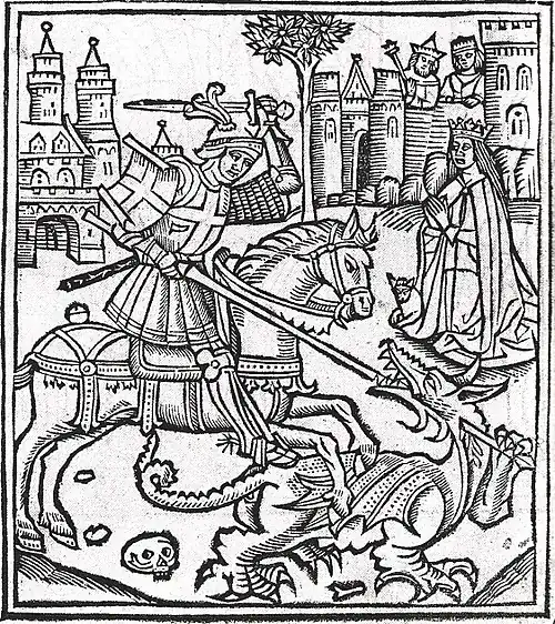 Woodcut frontispiece of Alexander Barclay, Lyfe of Seynt George (Westminster, 1515)