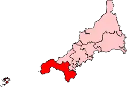 A medium constituency located in the extreme south west of the county.