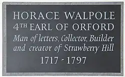 Memorial plaque to Horace Walpole