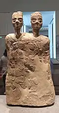 Ain Ghazal statues, c. 7000 BC, found in Ain Ghazal, Jordan