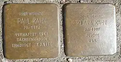 Stolpersteine für Klara und Paul Kahn