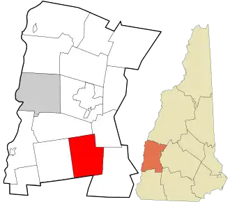 Location in Sullivan County and the state of New Hampshire.