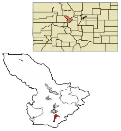 Location of the Town of Blue River in the Summit County, Colorado.