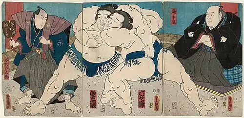 Sumo wrestling scene c. 1851